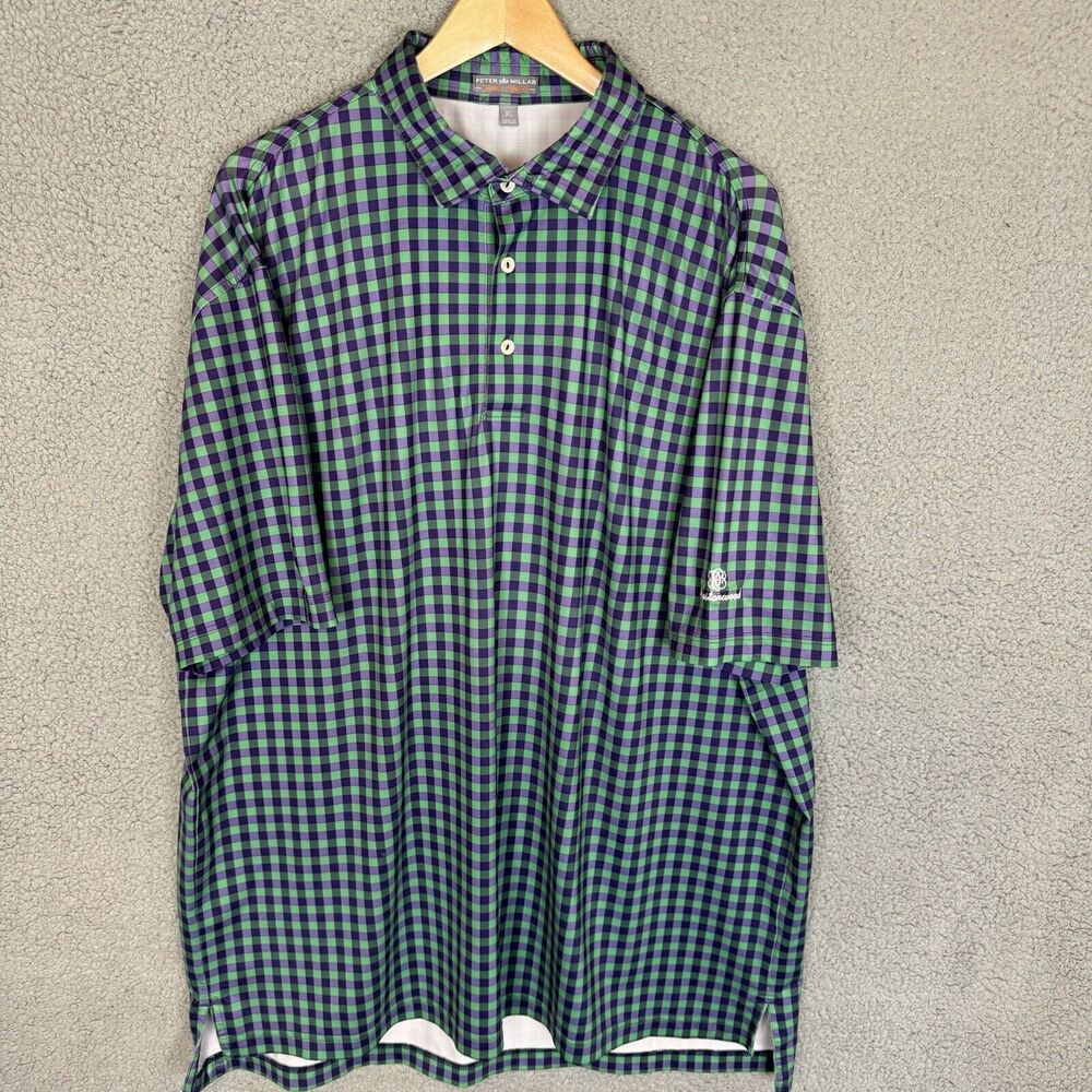Peter Millar Shirt Mens XL Plaid Polo Short Sleeve‎ Performance Summer Comfort